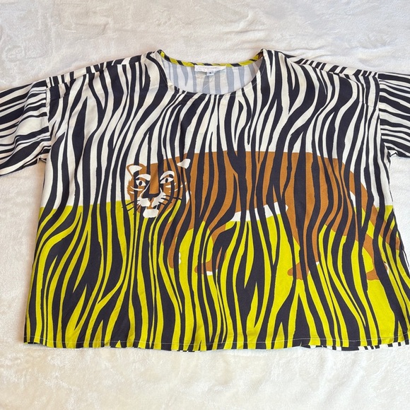 NWT Women's Corey Lynn Calter for Antropologie Zebra and Tiger Print Top Size S - Picture 8 of 11